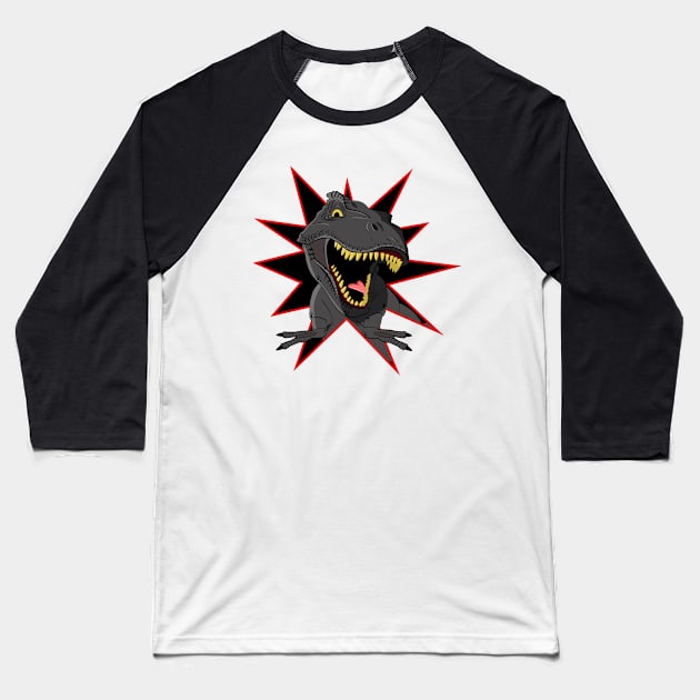 Tyrannosaurus Rex Baseball T-Shirt by rachybattlebot